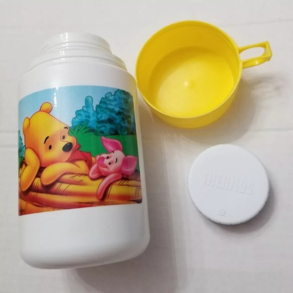 Disney Winnie the Pooh Piglet Plastic Lunch box Matching Thermos Mug Vintage New - Picture 10 of 14